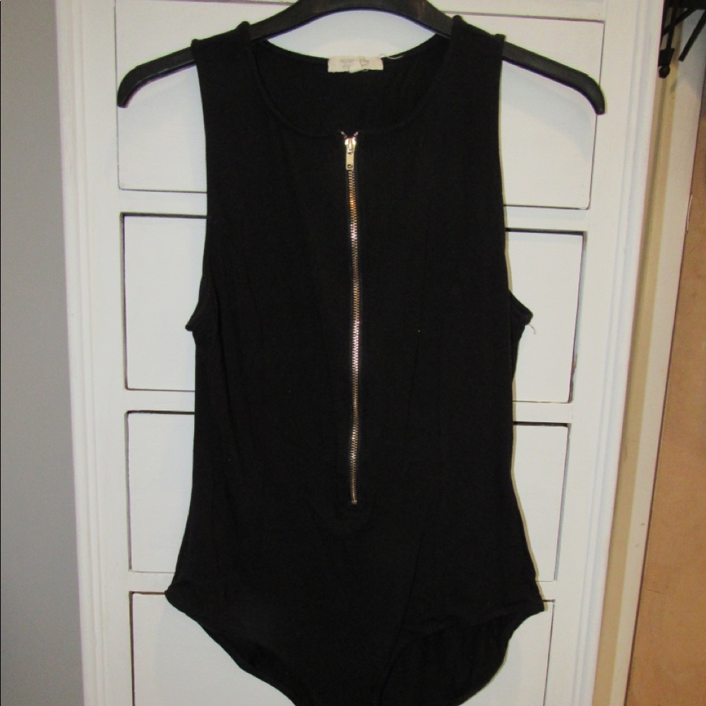 Crew Neck Zip Up Body Suit